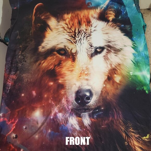 Multi-Colored All Over Print Wolf T-Shirt, Size 2X - Picture 1 of 2